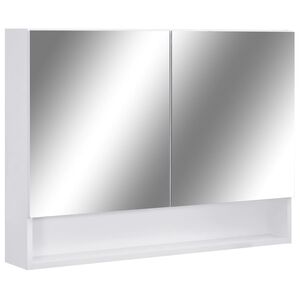 vidaXL badev&aelig;relsesskab med spejl + LED 80x15x60 cm MDF hvid