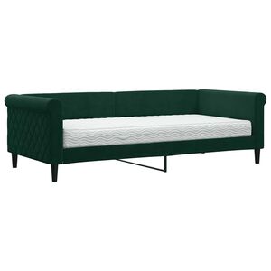 vidaXL daybed med madras 90x200 cm velour m&oslash;rkegr&oslash;n