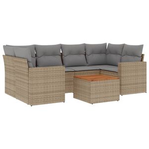 vidaXL havesofas&aelig;t 7 dele med hynder polyrattan beige