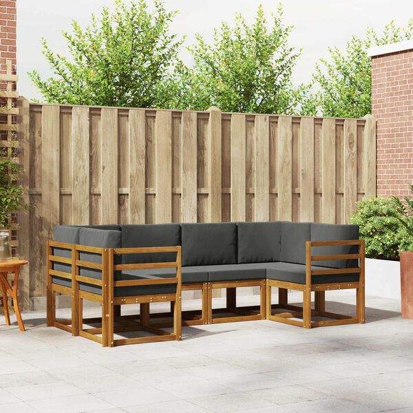 vidaXL Udend&oslash;rs sofagruppe med pude 6 pcs Naturlig og Antracit