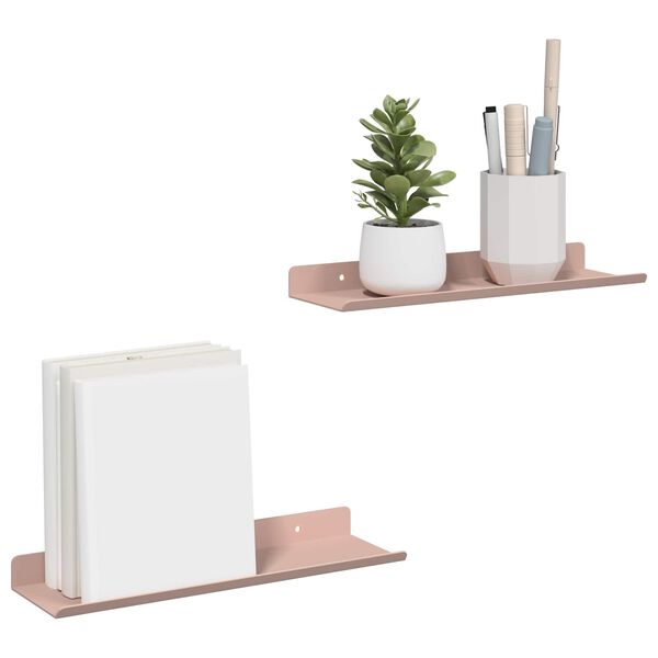 vidaXL Sv&aelig;vende hylde V&aelig;gmonteret 2 pcs Lyser&oslash;d 30 x 9 x 2,5 cm St&aring;l