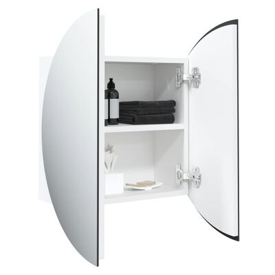 vidaXL badeværelsesskab med rundt spejl og LED-lys 40x40x17,5 cm hvid