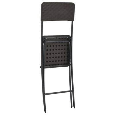 vidaXL foldbare barstole 2 stk. HDPE og stål brun rattanlook