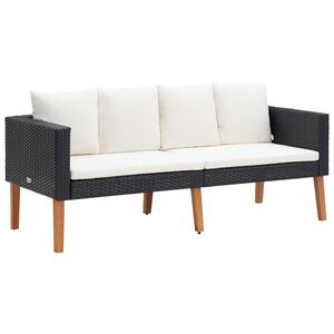 vidaXL 2-personers havesofa med hynder polyrattan sort