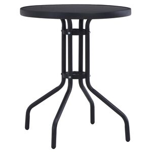 vidaXL havebord 80 cm st&aring;l og glas sort