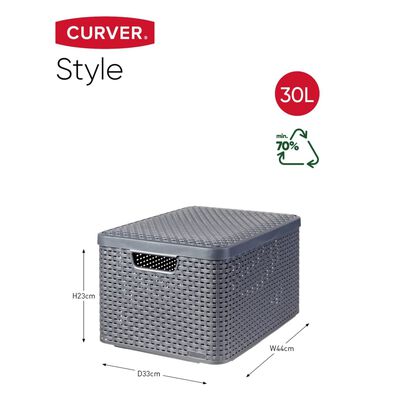 Curver opbevaringskasse med låg Style str. 30 l metallisk sølvfarvet | vidaXL.dk