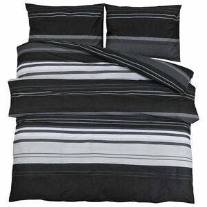 vidaXL 140 x 200 cm + 60 x 70 cm 100% Cotton Black Stripes
