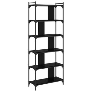 vidaXL Bogreol 5 niveauer 76 x 32 x 192 cm Konstrueret tr&aelig; Sort eg