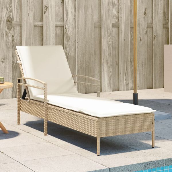 vidaXL liggestol med hynde 63x200x81 cm polyrattan beige