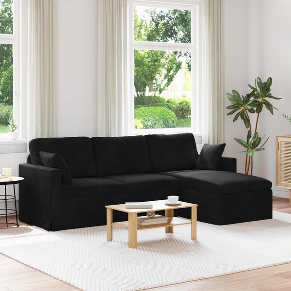vidaXL Sofa Sort 198 x 134 x 80 cm Fl&oslash;jl