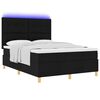 vidaXL LED Box Spring Bed med madras Sort 140 x 200 cm Stof