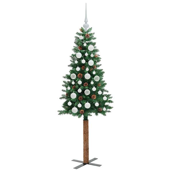vidaXL Slankt Juletr&aelig; med stativ Gr&oslash;n 150 cm PVC og Massiv Fyrretr&aelig;