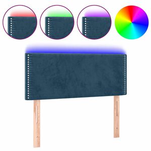 vidaXL sengegavl med LED-lys 100x5x78/88 cm fl&oslash;jl m&oslash;rkebl&aring;