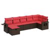 vidaXL sofas&aelig;t til haven 7 dele med hynder polyrattan brun