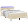 vidaXL Box spring seng med madras med LED Creme 140 x 200 cm Stof