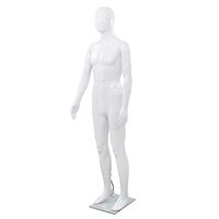 vidaXL mannequin mand fuld figur glassokkel hvid højglans 185 cm