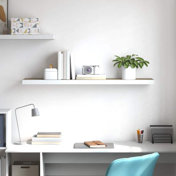 vidaXL v&aelig;ghylde 120x23,5x3,8 cm MDF egetr&aelig;sfarve og hvid