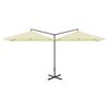 vidaXL dobbelt parasol 600x300 cm st&aring;lstang sandfarvet