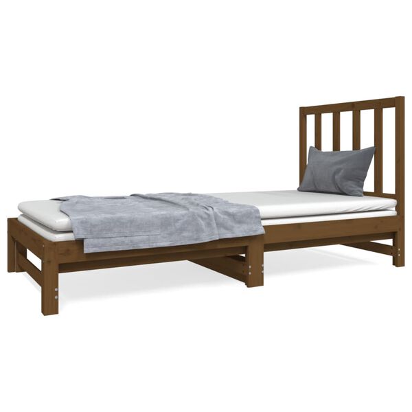 vidaXL daybed med udtr&aelig;k 2x(90x190) cm massivt fyrretr&aelig; gyldenbrun