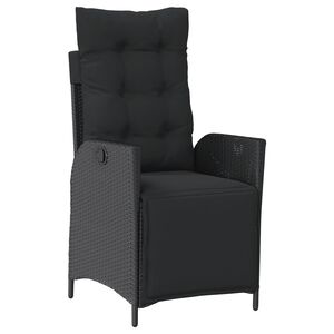 vidaXL havestol med justerbart rygl&aelig;n og fodst&oslash;tte polyrattan sort