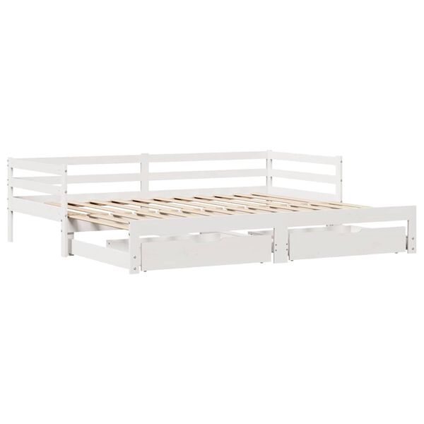 vidaXL daybed med skuffer 90x200 cm massivt fyrretræ hvid