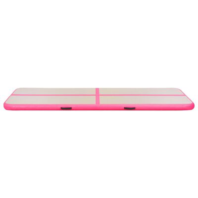 vidaXL oppustelig gymnastikmåtte med pumpe 400 x 100 x 10 cm PVC pink