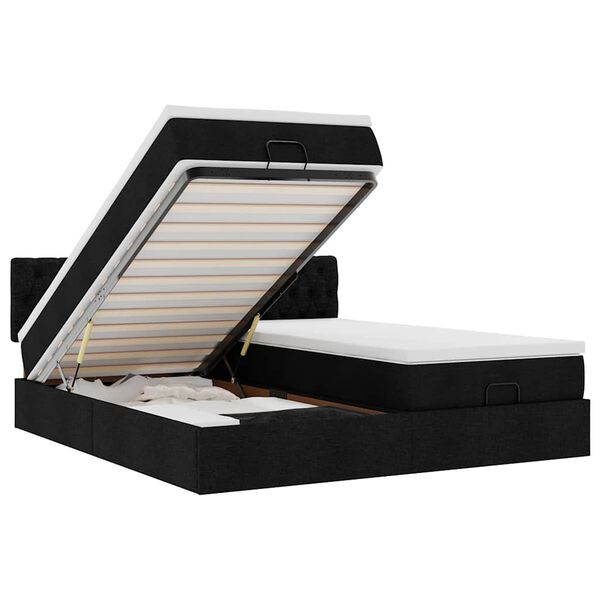 vidaXL osmannisk sengeramme med madrasser 180x200 cm stof sort