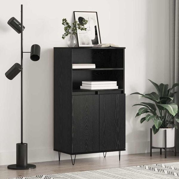 vidaXL Highboard Sort 60 x 36 x 110 cm Konstrueret tr&aelig;