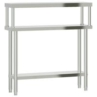 vidaXL køkkenbord med tophylde 110x30x120 cm rustfrit stål