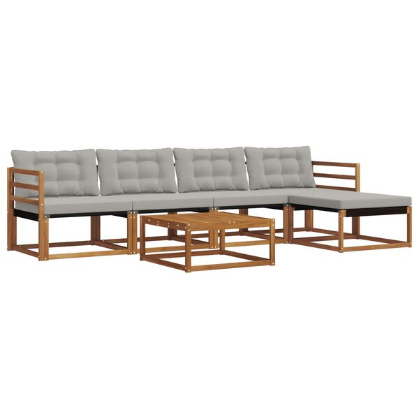 vidaXL Udend&oslash;rs sofagruppe med pude 6 pcs Naturlig og Lys Gr&aring;