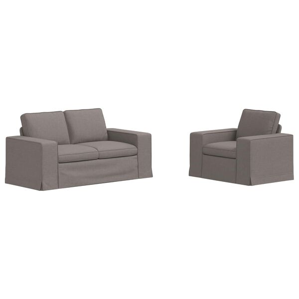 vidaXL Sofa 2 pcs Gr&aring;brun 182 x 80 x 82 cm Stof