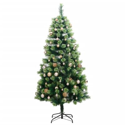 vidaXL kunstigt juletræ 150 LED'er og kuglesæt hængslet 150 cm