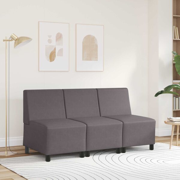 vidaXL | Modulsofa enhed uden arme | Gr&aring; 55 x 74 x 82 cm Kunstl&aelig;der