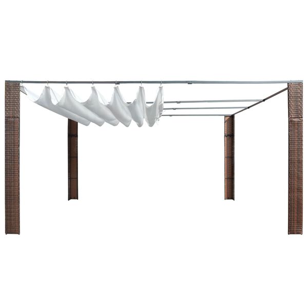 vidaXL pavillon med tag polyrattan 400x400x200 cm brun cremefarvet