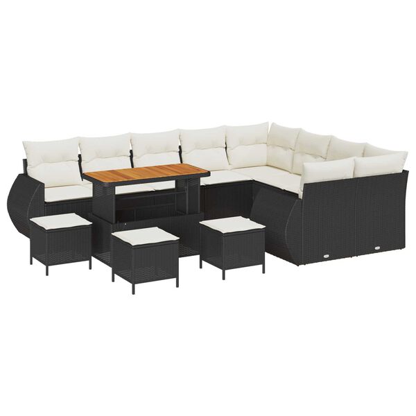 vidaXL Havesofa Sæt 13 pcs Sort polyrattan