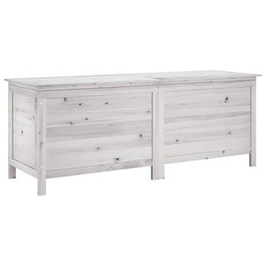 vidaXL opbevaringsboks til haven 150x50x56,5 cm massivt grantr&aelig; hvid