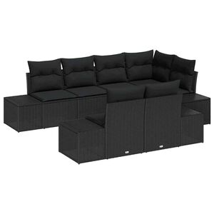 vidaXL Havesofa S&aelig;t med opbevaring 7 pcs Sort polyrattan
