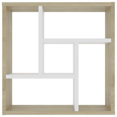 vidaXL væghylde 45,1x16x45,1 cm spånplade hvid og sonoma-eg