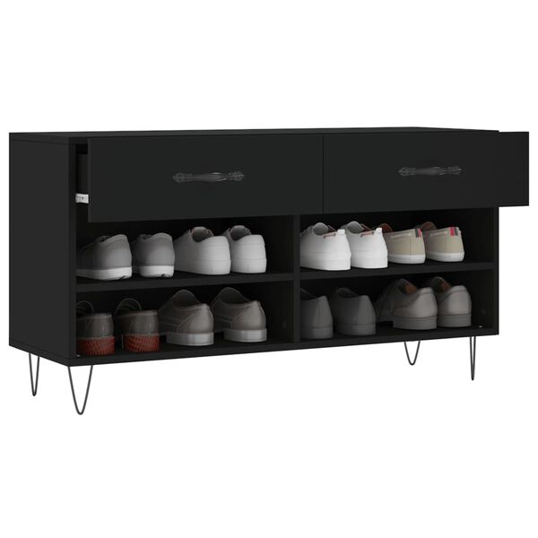 vidaXL skob&aelig;nk 102x35x55 cm konstrueret tr&aelig; sort