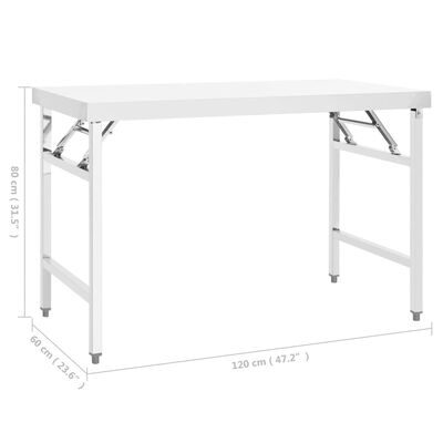 vidaXL foldbart arbejdsbord til køkken 120x60x80 cm rustfrit stål