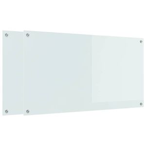 vidaXL K&oslash;kken bagv&aelig;g 2 pcs Hvid 110 x 60 cm h&aelig;rdet glas