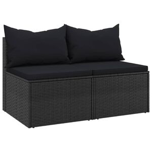 vidaXL midtermoduler til havesofa 2 stk. med hynder polyrattan sort