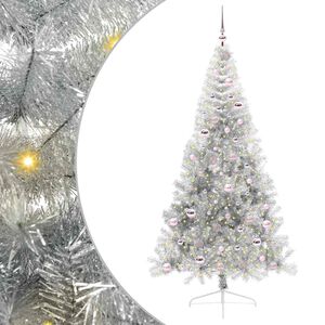 vidaXL Kunstig Forbelyst Juletr&aelig; med 300 LED'er S&oslash;lv 210 cm PET