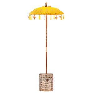 vidaXL Balinesisk parasol med base Gul 95 x 95 x 260 cm