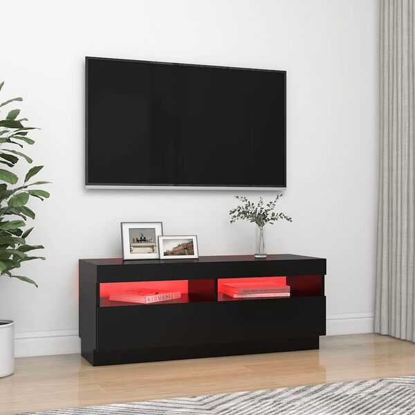 vidaXL tv-skab med LED-lys 100x35x40 cm sort