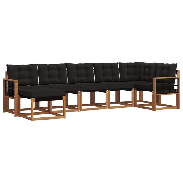vidaXL Udend&oslash;rs sofagruppe med pude 7 pcs Naturlig og sort