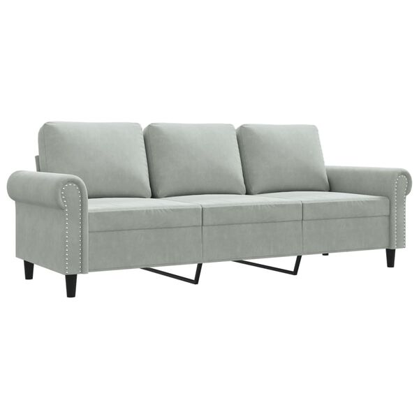 vidaXL 3-personers sofa 180 cm velour lysegr&aring;