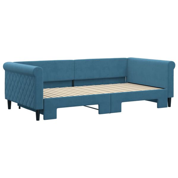 vidaXL daybed med udtr&aelig;k 100x200 cm velour bl&aring;