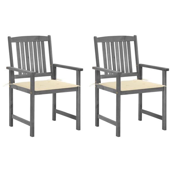 vidaXL havestole med hynder 2 stk. massivt akacietræ grå