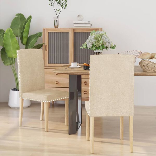 vidaXL spisebordsstole 2 stk. stof cremefarvet